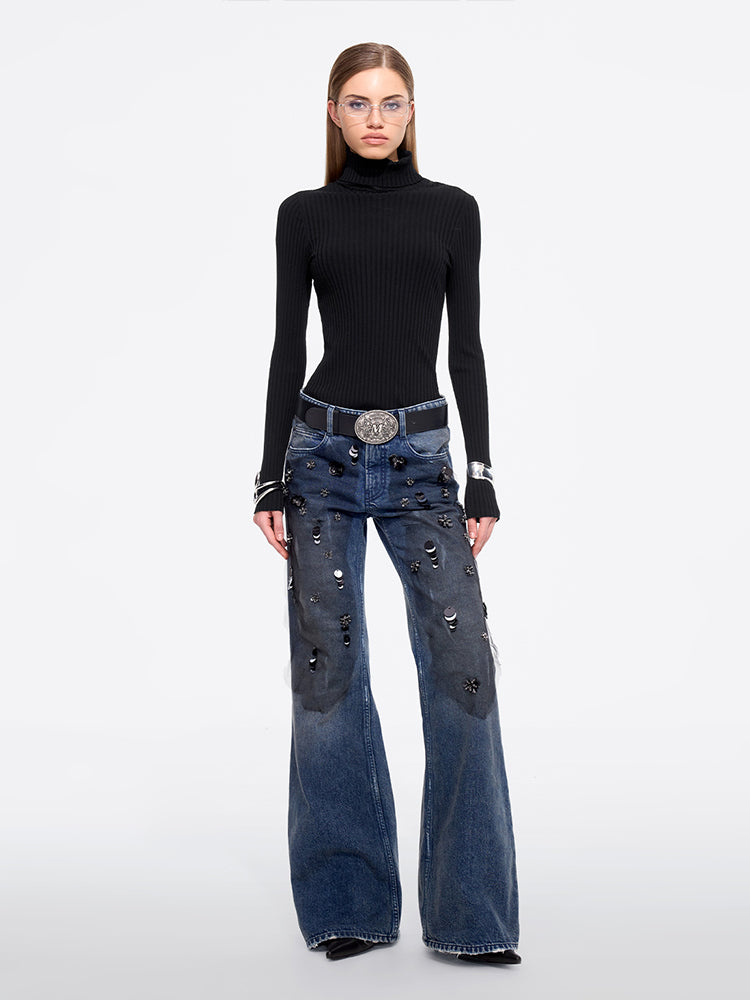 Beaded Flared Jeans