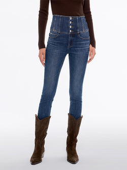 High Waisted Cashmere-Blend Slim Fit Jeans