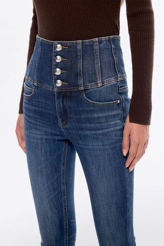 High Waist Cashmere-Blend Slim Fit Jeans