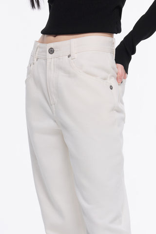 White Low Rise Cashmere-Blend Jeans