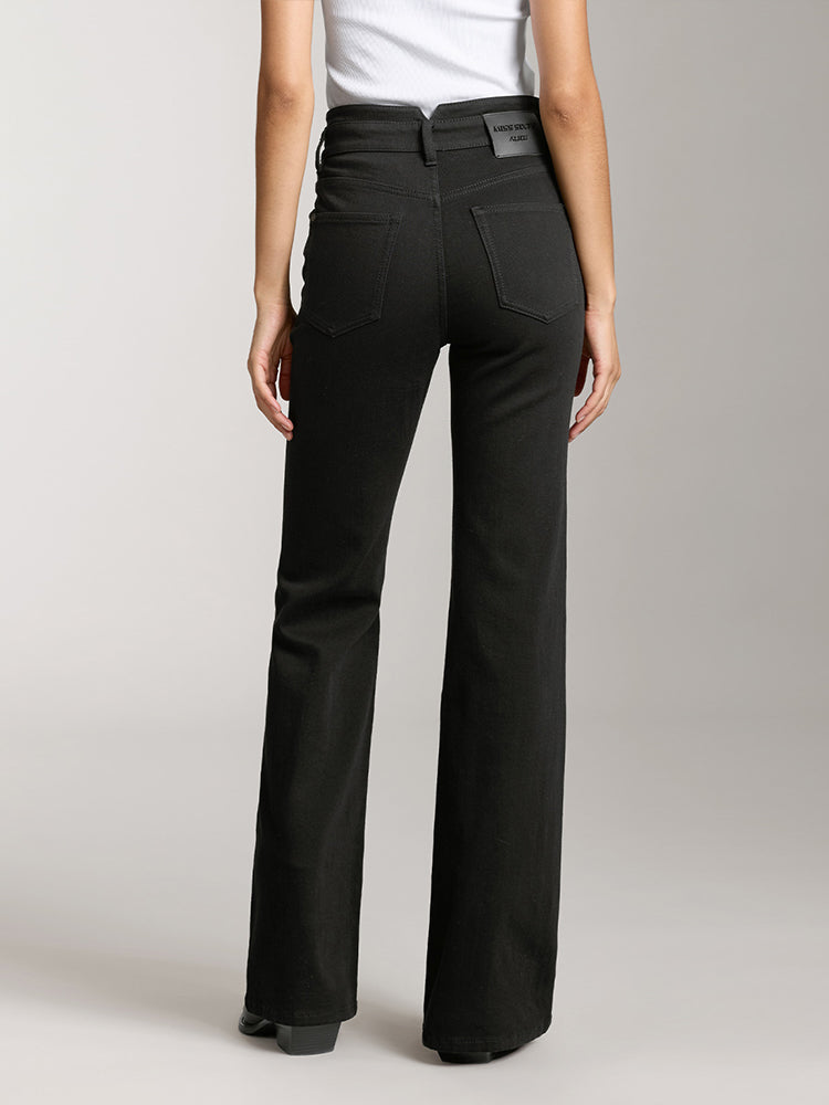 V-Shaped High Waisted Flared Jeans