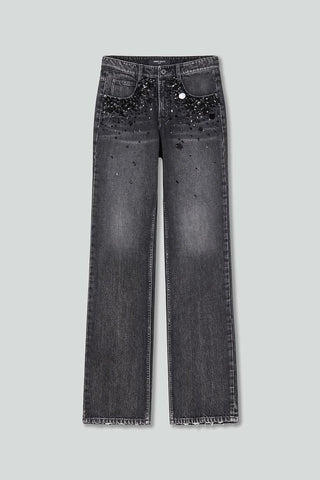 Beaded Straight Leg Jeans