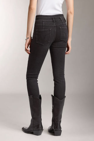 Double Button Jeans In Black And Grey Colour