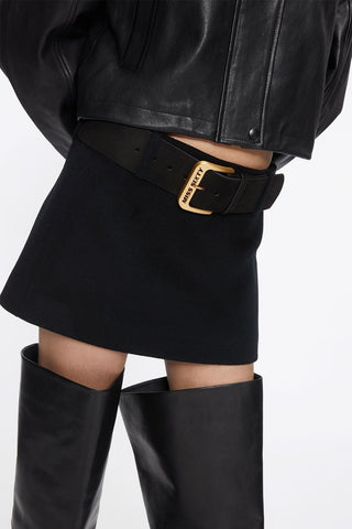 Double-Faced Wool Miniskirt With Belt