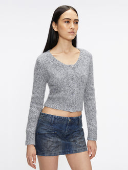 Crew Neck Cropped Cardigan