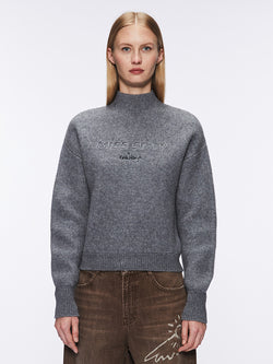 Miss Sixty X Keith Haring Capsule Collection Mock Turtleneck Sweater In Gray