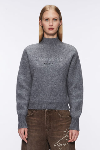 Miss Sixty X Keith Haring Capsule Collection Mock Turtleneck Sweater In Gray