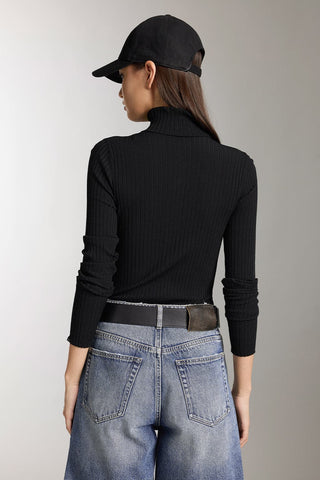 High Collar Slim Fit Knit Top