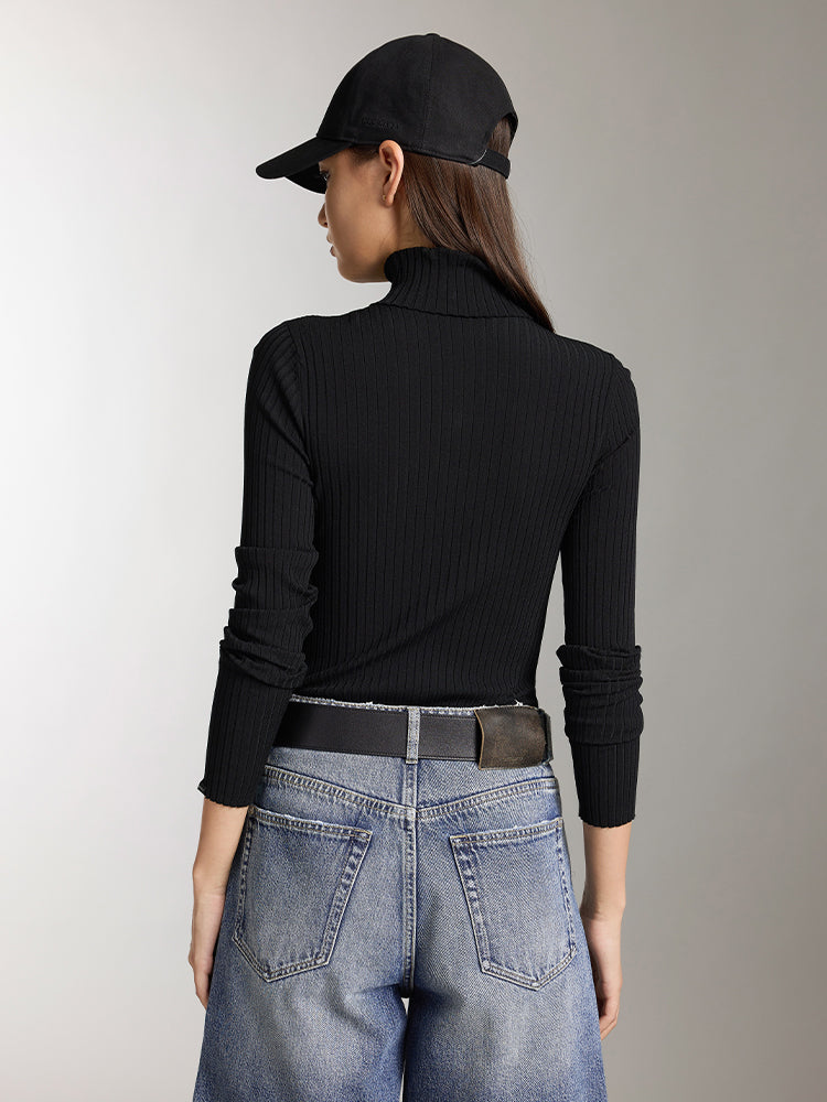 High Collar Slim Fit Knit Top