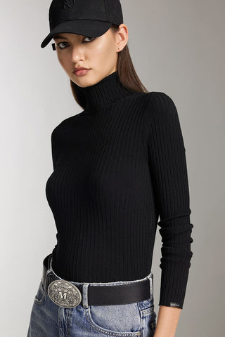 High Collar Slim Fit Knit Top