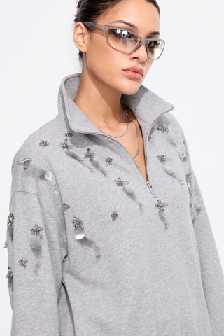 Beaded Funnel Neck Jumper