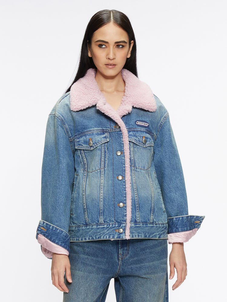 Shearling Collar Denim Jacket