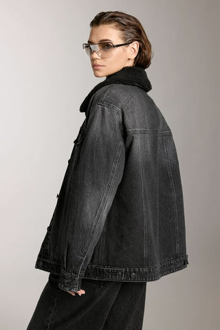 Detachable Faux Fur Collar Denim Jacket