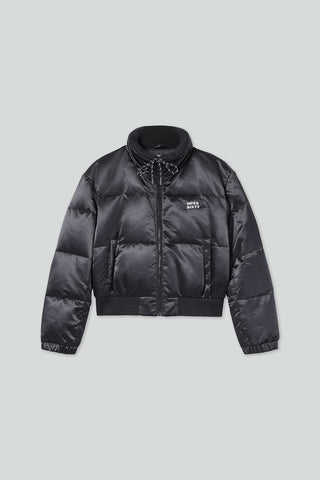 Flannel Neck Drawstring Puffy Jacket