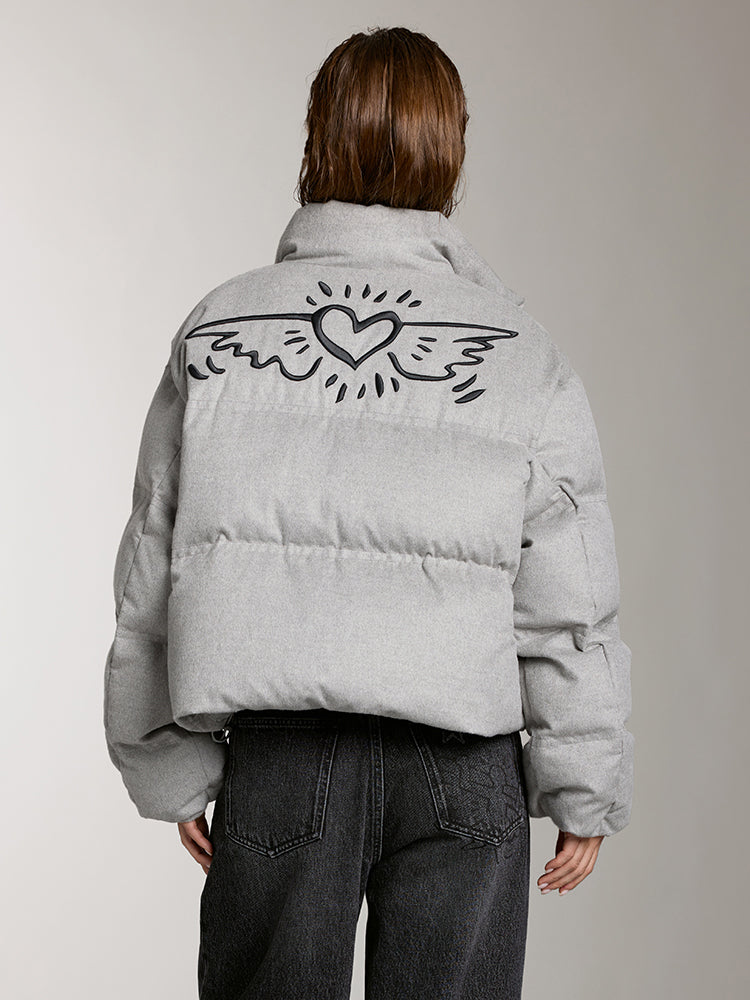 Miss Sixty X Keith Haring Capsule Collection Vintage Gray Printed Down Jacket