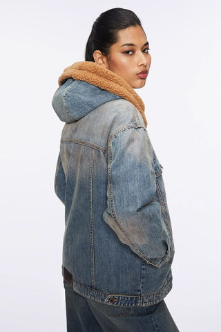 Detachable Denim Down Jacket