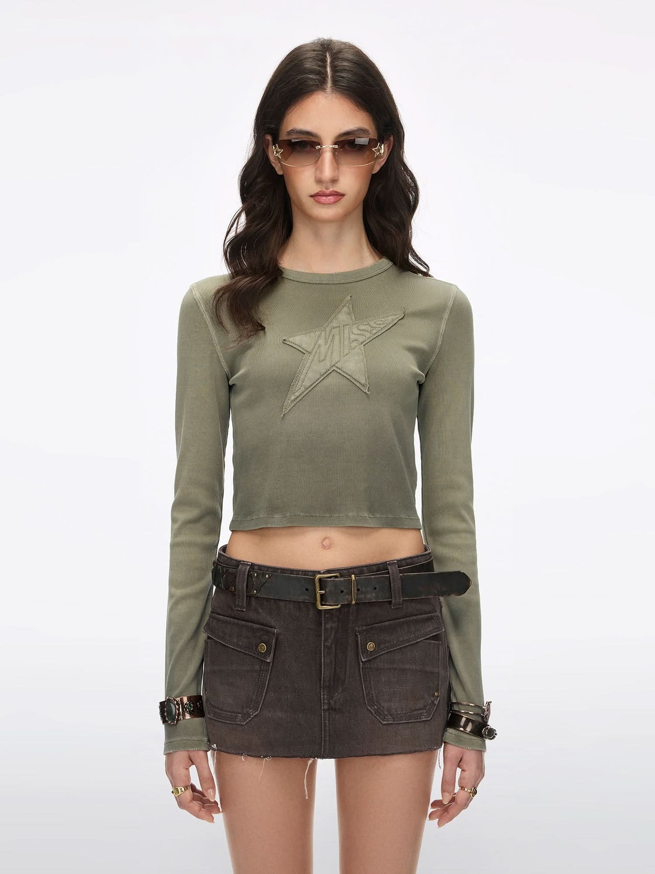 Multi-Stud Genuine Leather Belt