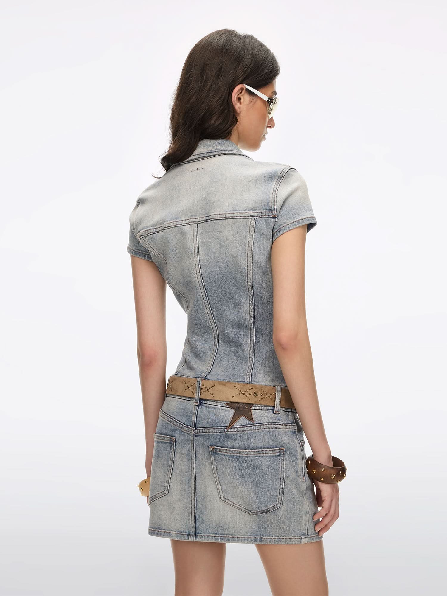 Denim Dress With Belt