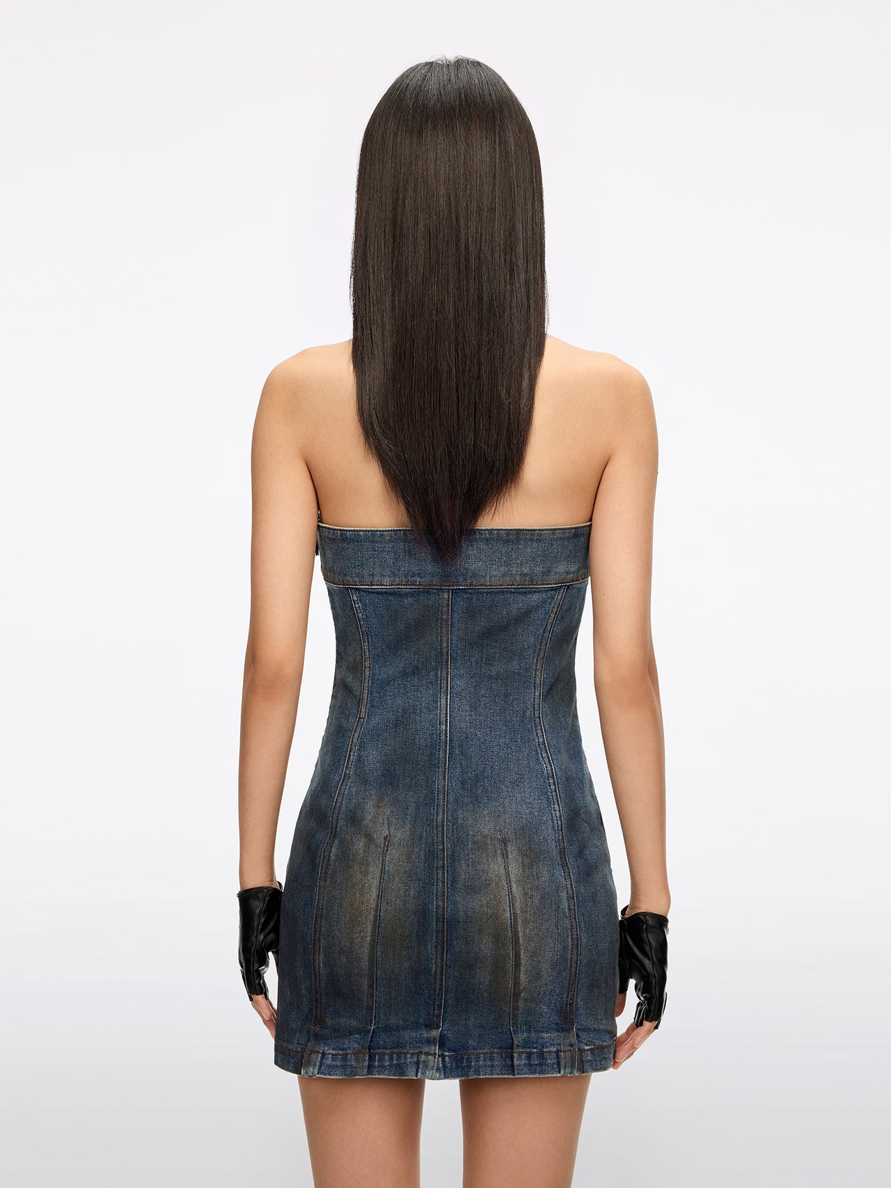 Multi-Button Denim Dress