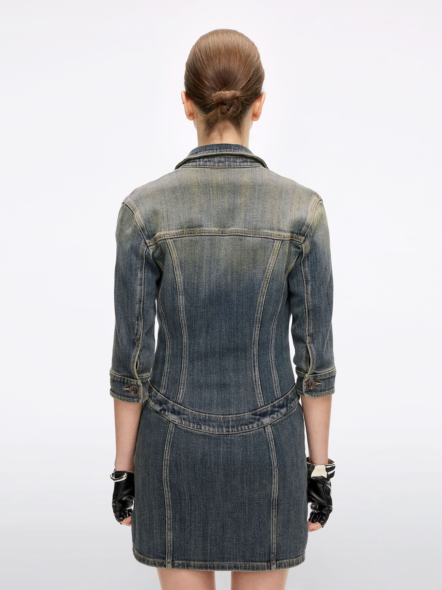 Button-Front Denim Dress