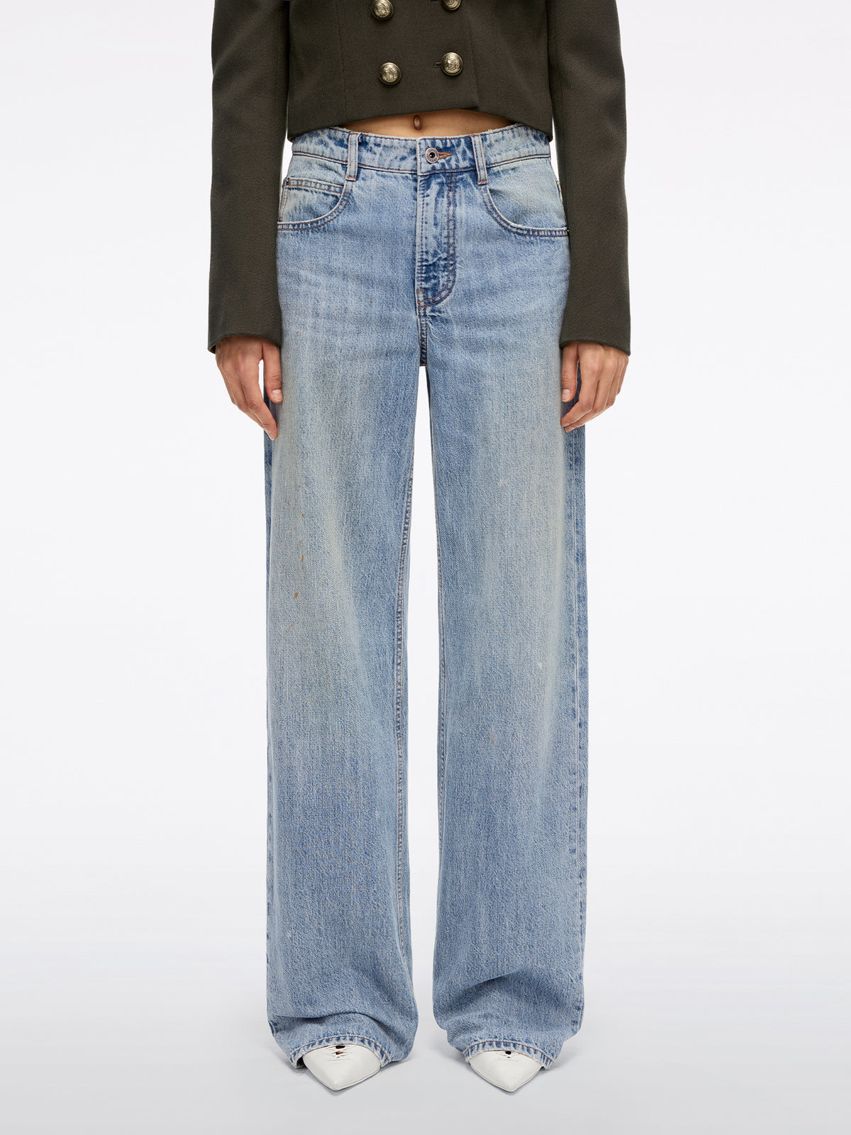 Beaded Straight-Leg Jeans
