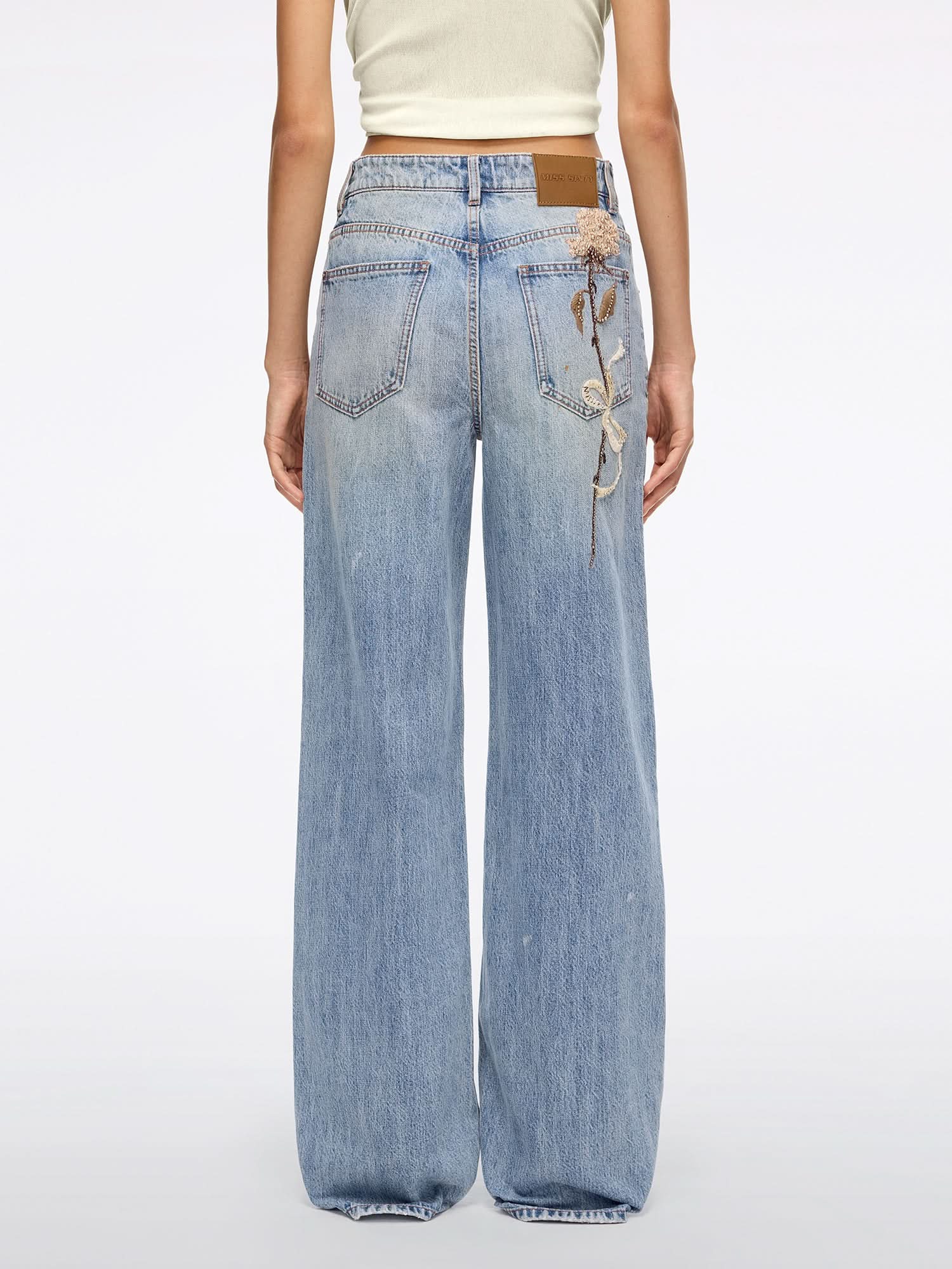 Beaded Straight-Leg Jeans