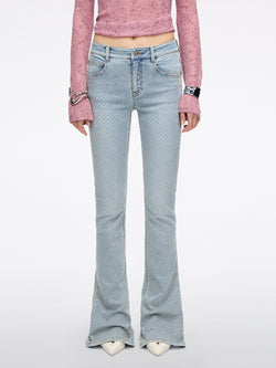 Rhinestone Flared Jeans
