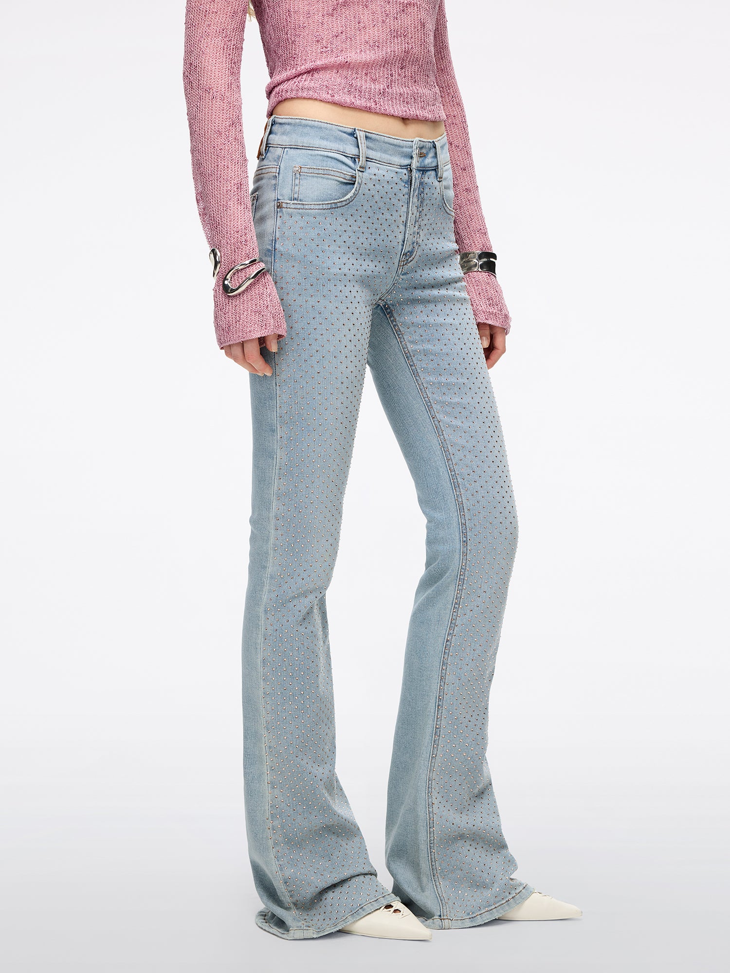 Rhinestone Flared Jeans