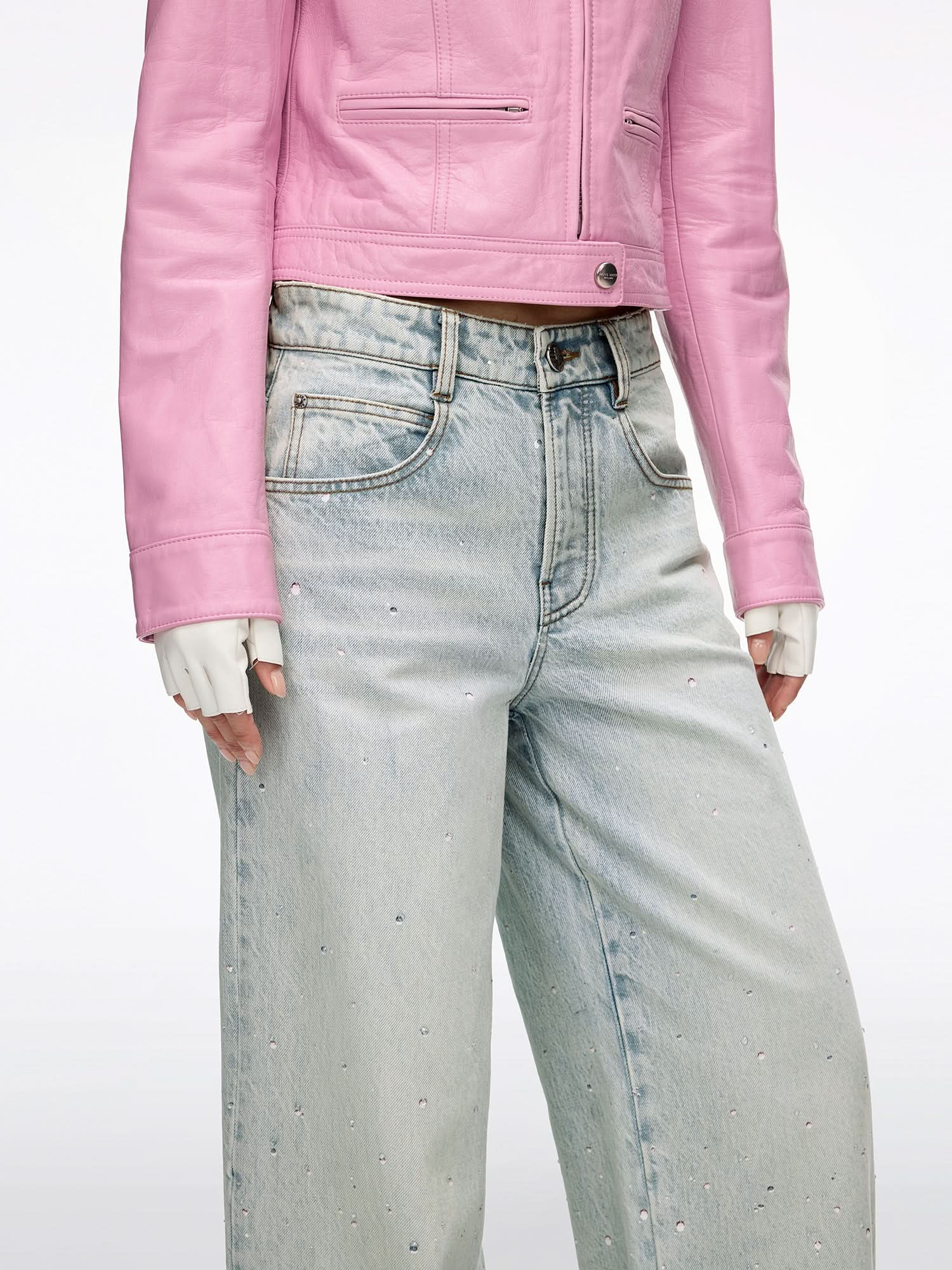 Rhinestone Straight-Leg Jeans