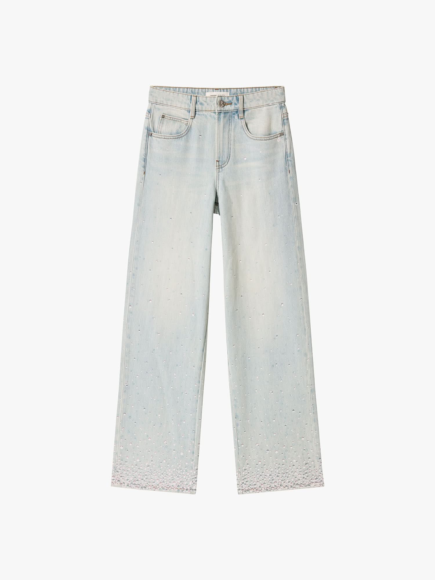 Rhinestone Straight-Leg Jeans