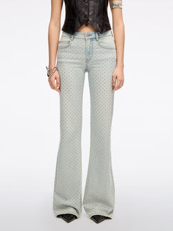 Rhinestone Flared Jeans