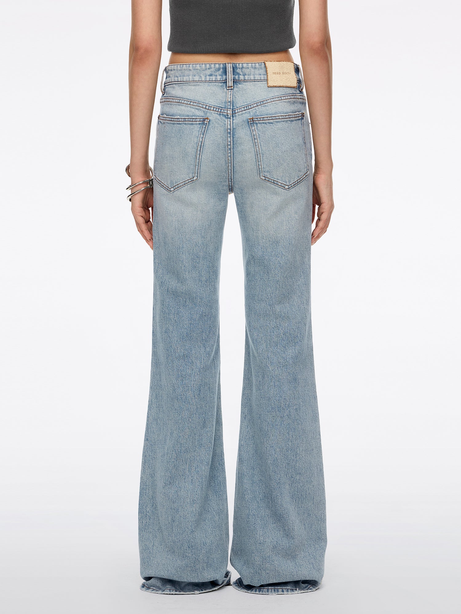 Rhinestone-Embellished Flared Jeans