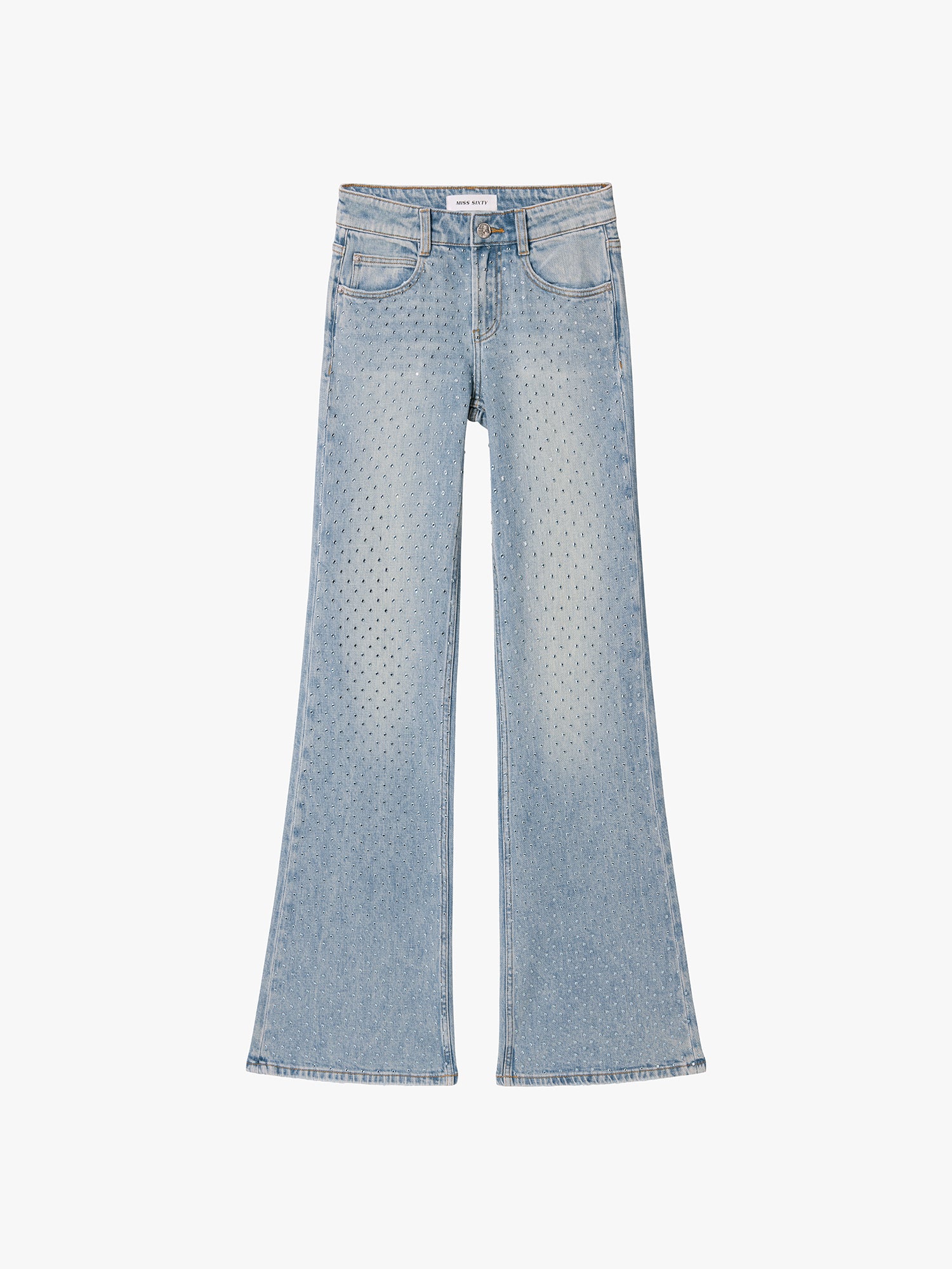 Rhinestone-Embellished Flared Jeans