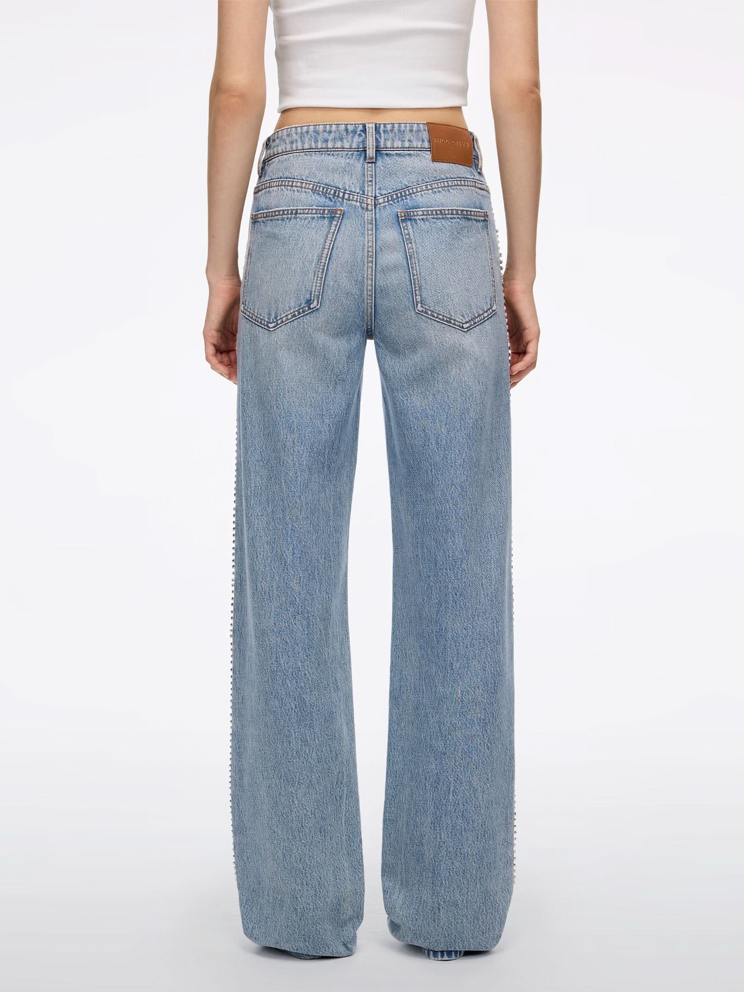 Pearl Rhinestone Denim Jeans