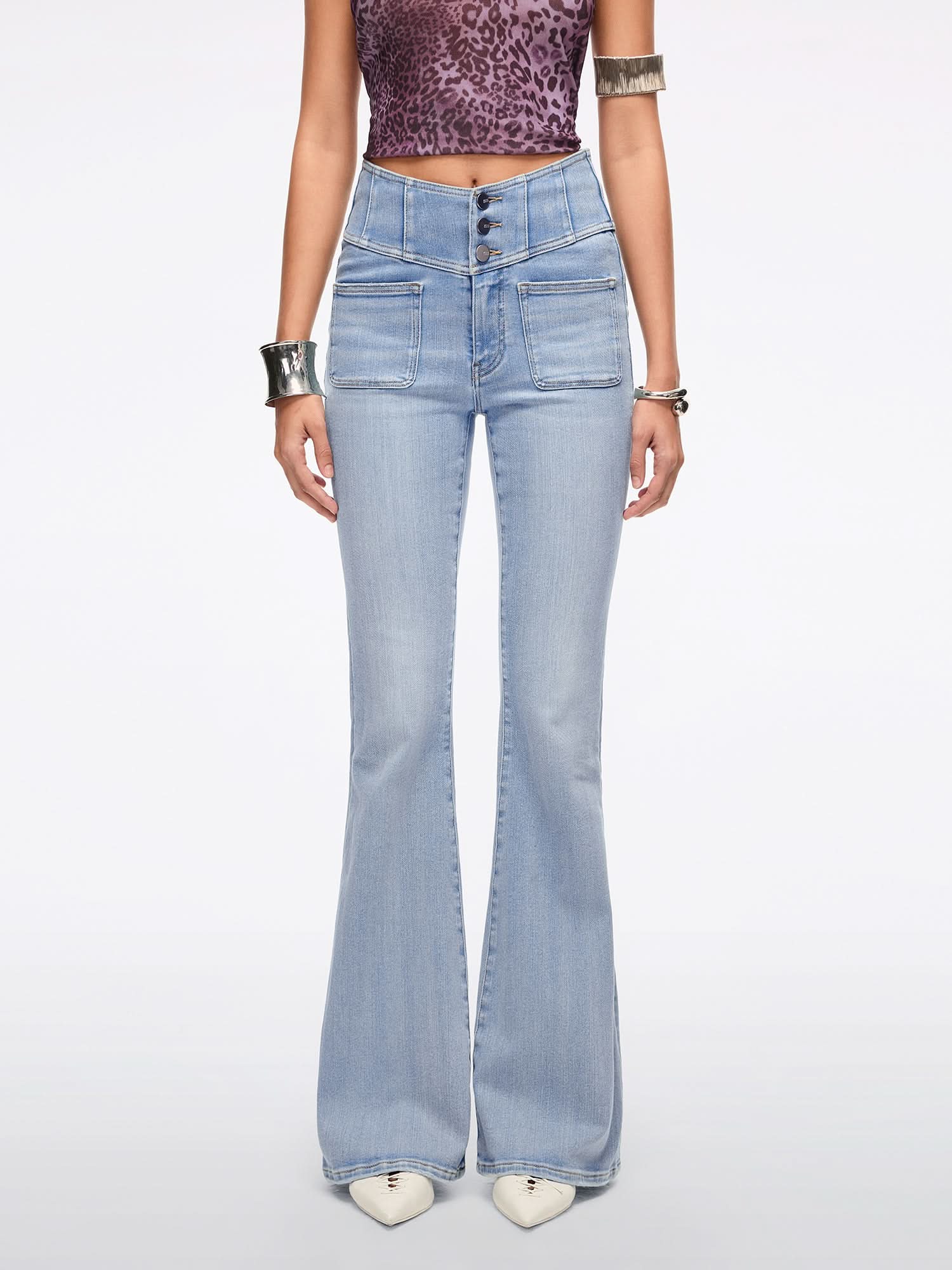 Slim-Fit Flared Jeans-GLENDA PLUS 5