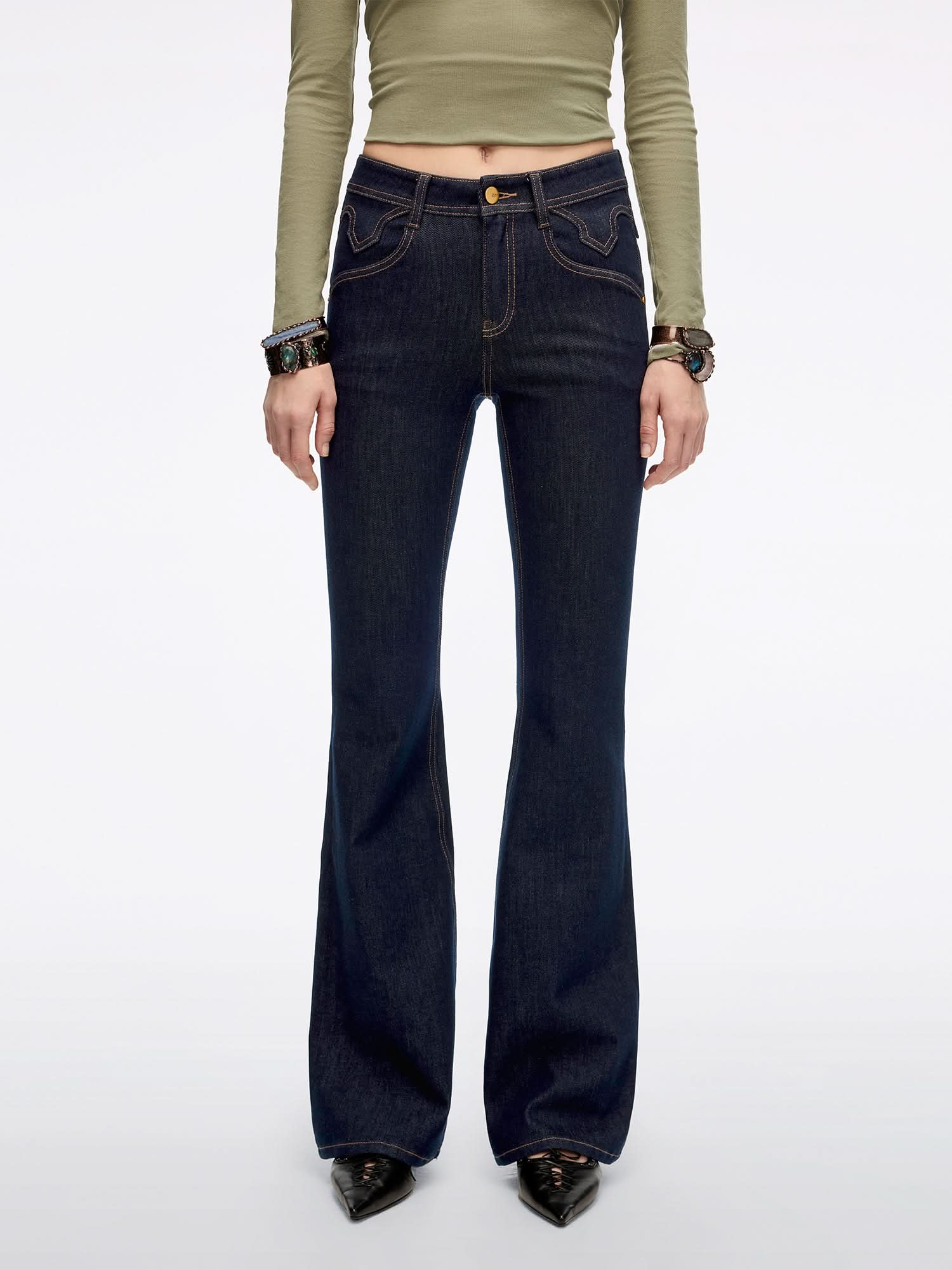 Slim-Fit Flared Jeans-BELLA
