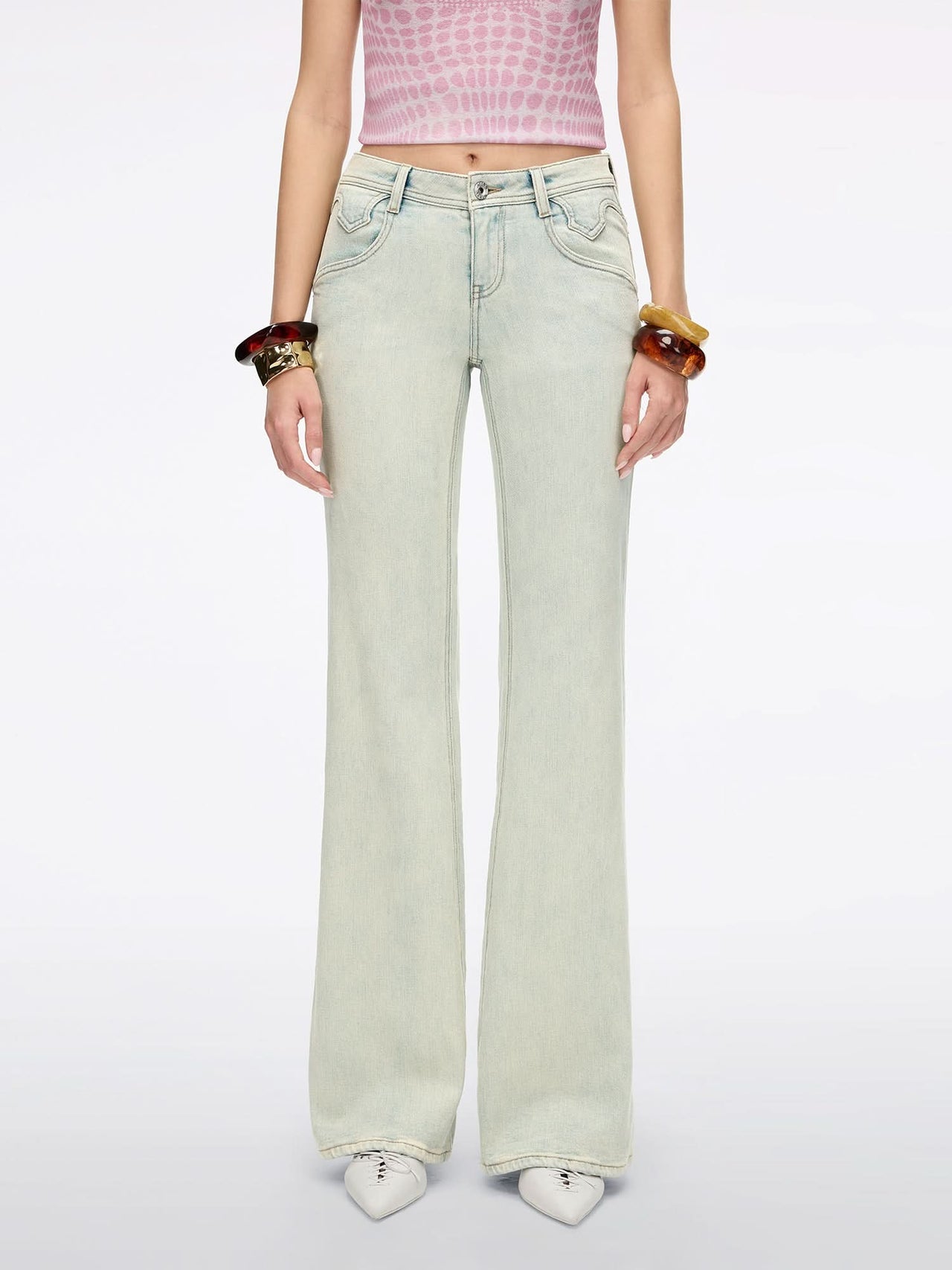 Distressed Flared Jeans-BELLA