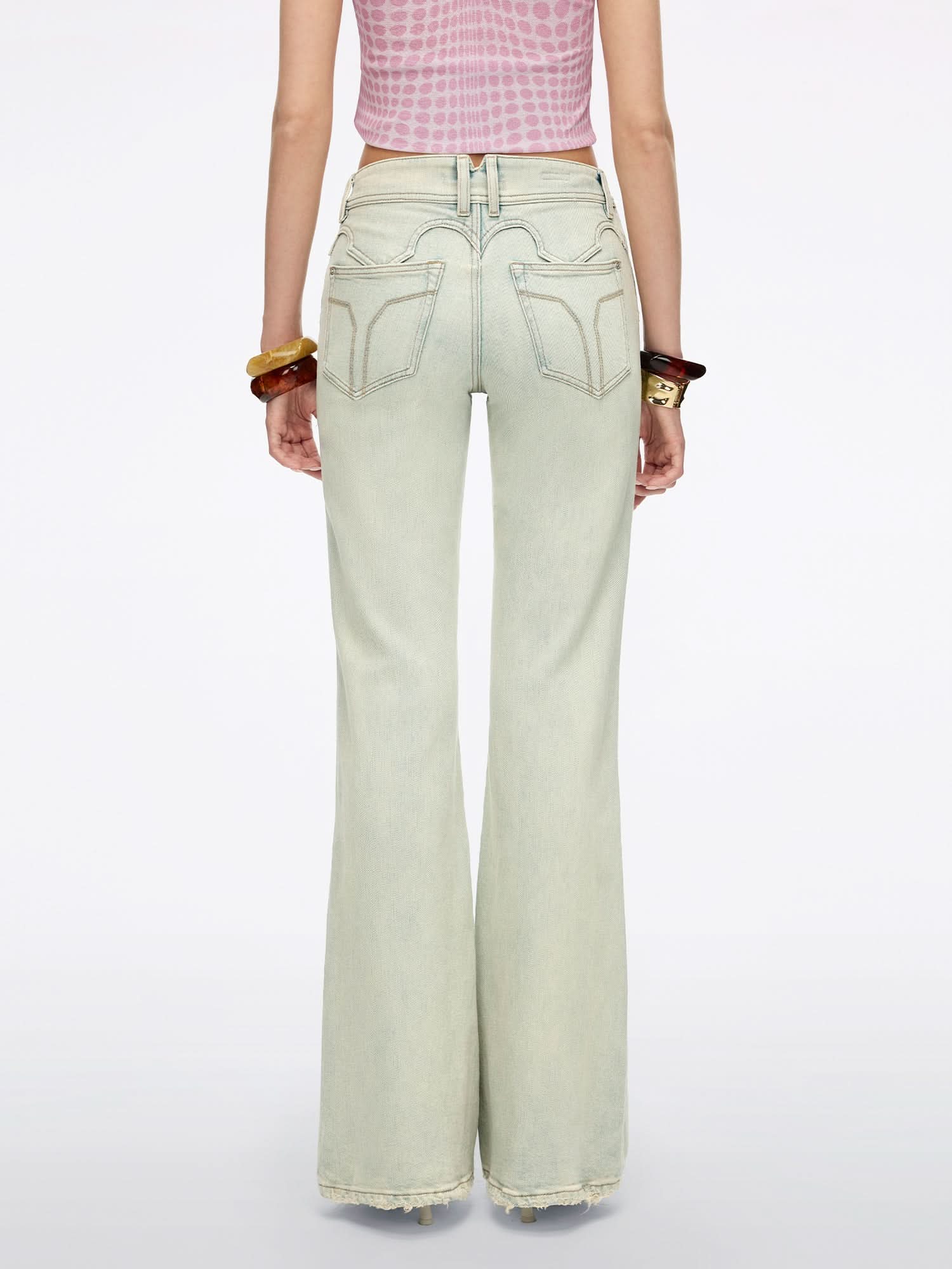 Distressed Flared Jeans-BELLA