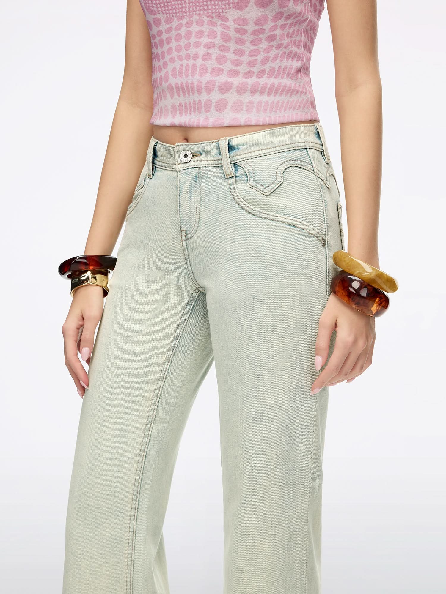 Distressed Flared Jeans-BELLA