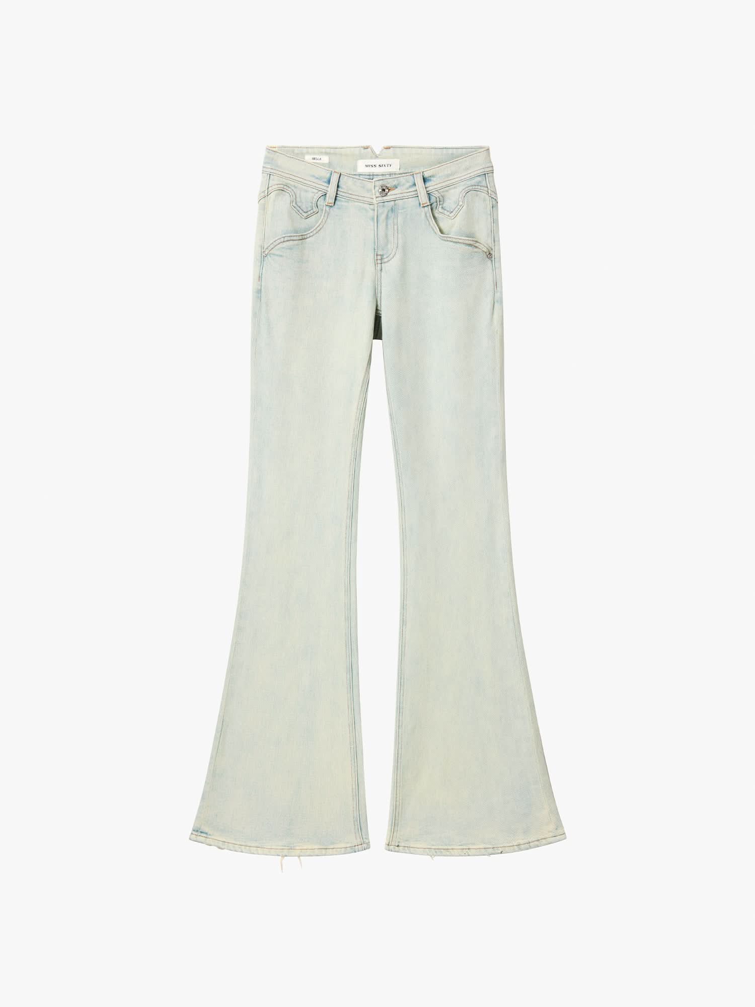 Distressed Flared Jeans-BELLA