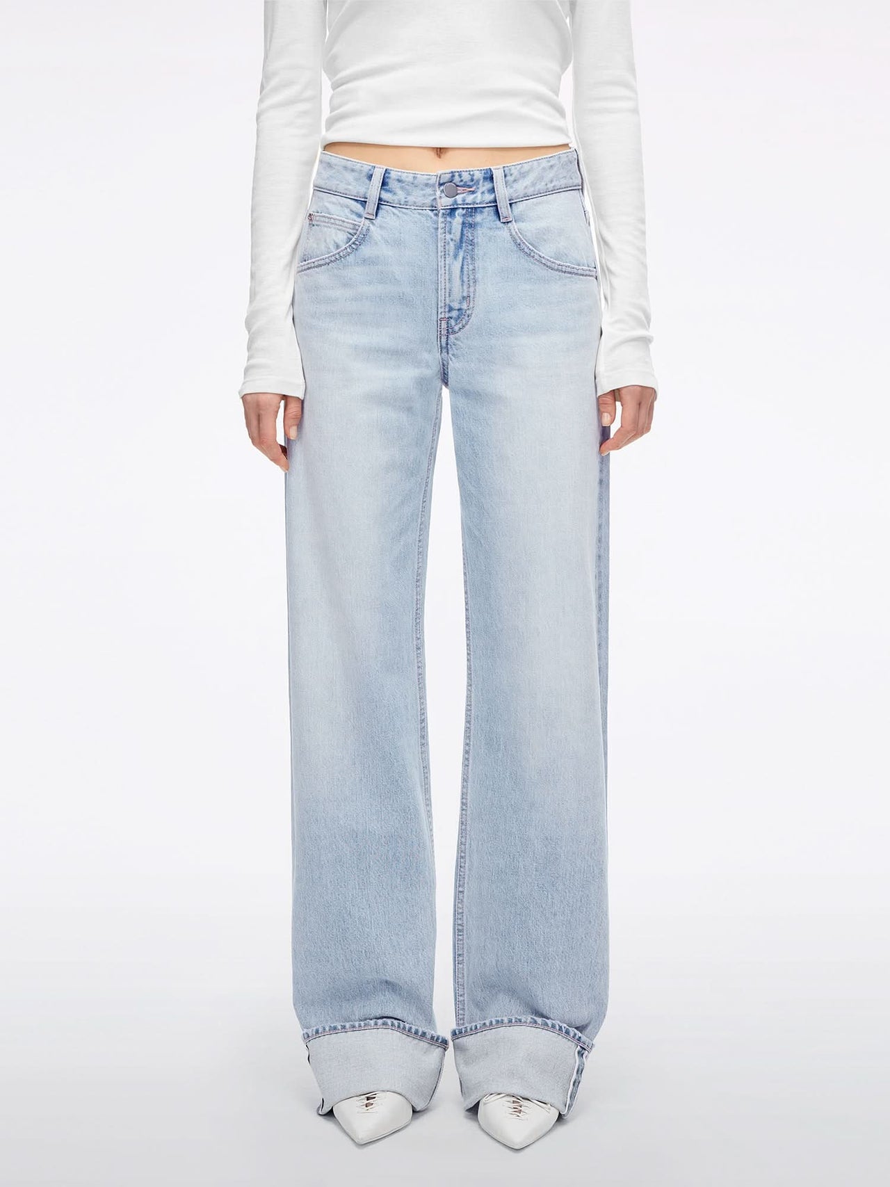 Distressed Straight-Leg Jeans