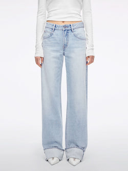 Distressed Straight-Leg Jeans