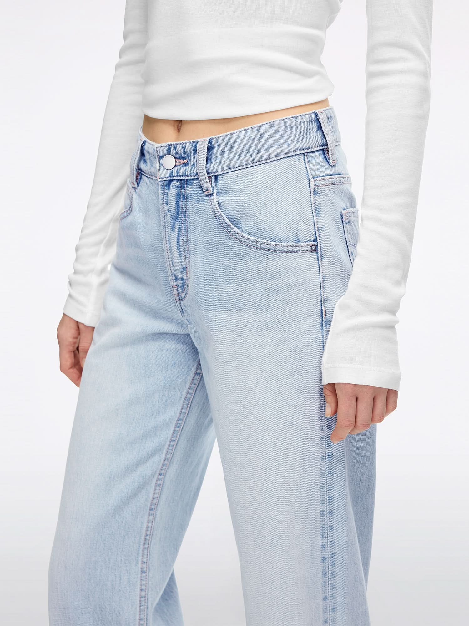 Distressed Straight-Leg Jeans
