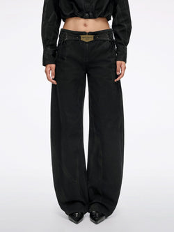 Metal-Plate Curved-Cut Pants