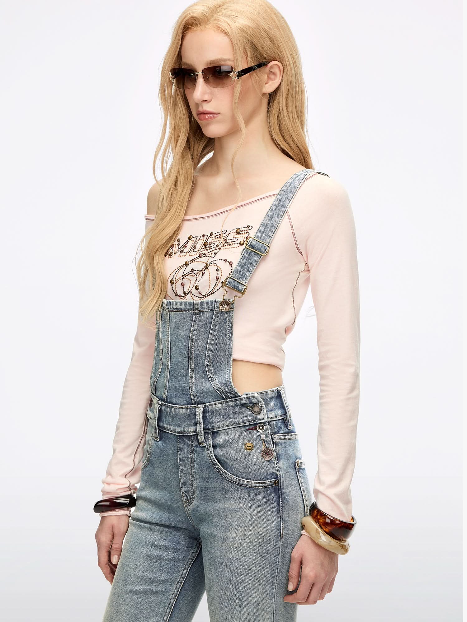 Multi-Button Denim Jumpsuit