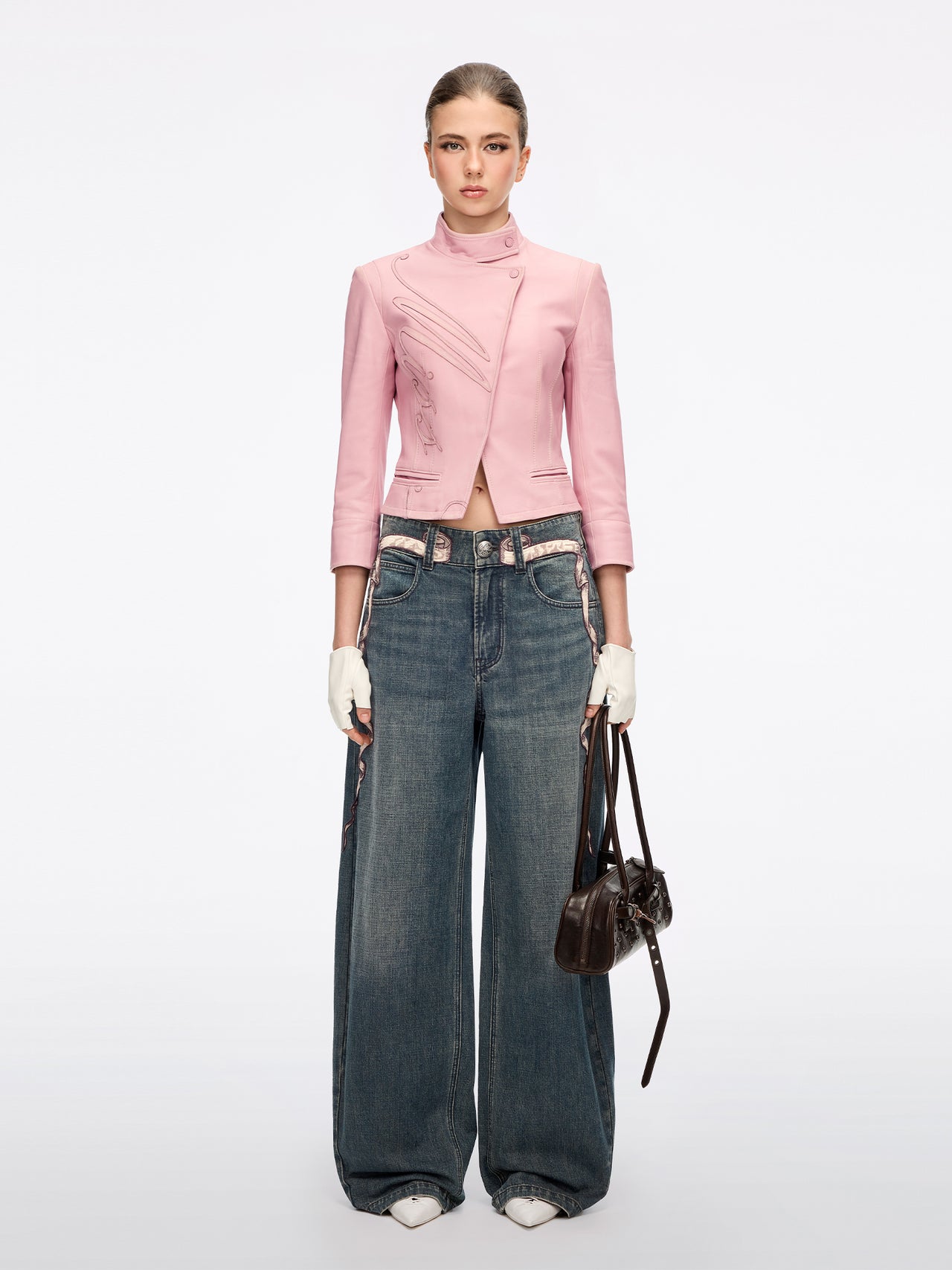 Embroidered Wide-Leg Jeans