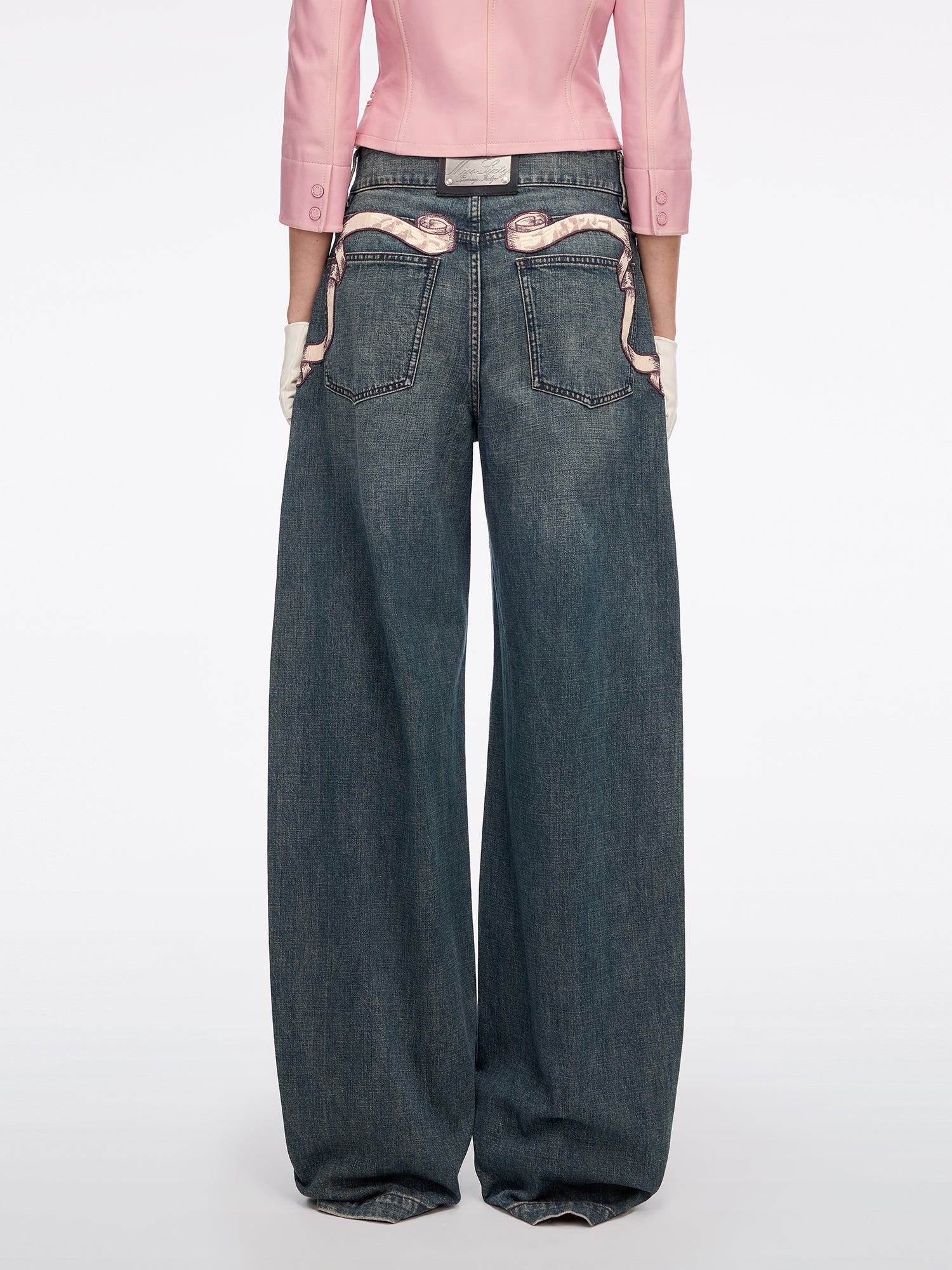 Embroidered Wide-Leg Jeans
