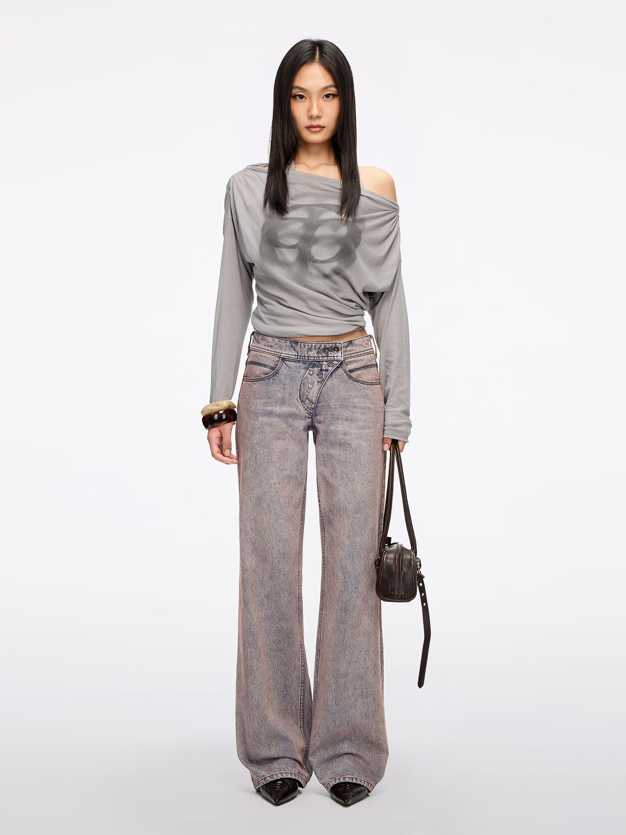 Multi-Button Straight-Leg Jeans
