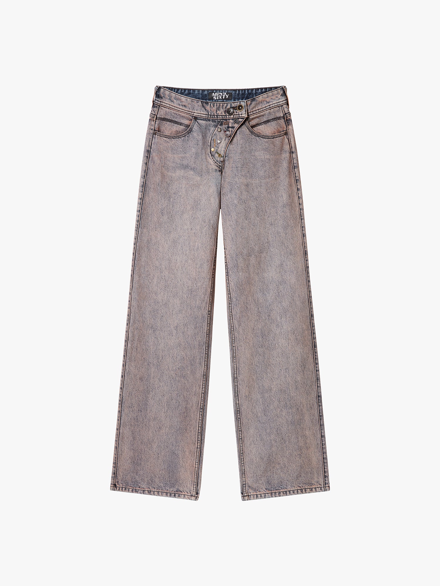 Multi-Button Straight-Leg Jeans