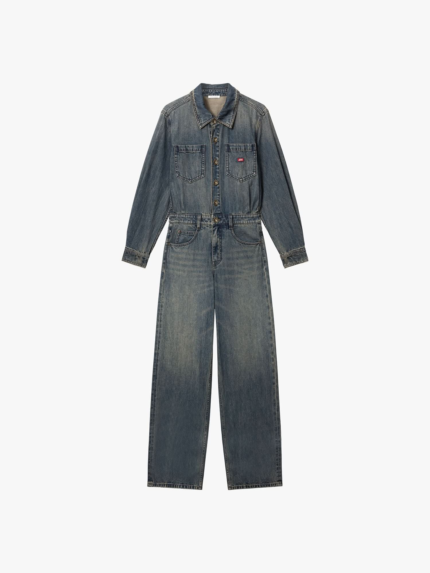 Distressed Denim Jumpsuit